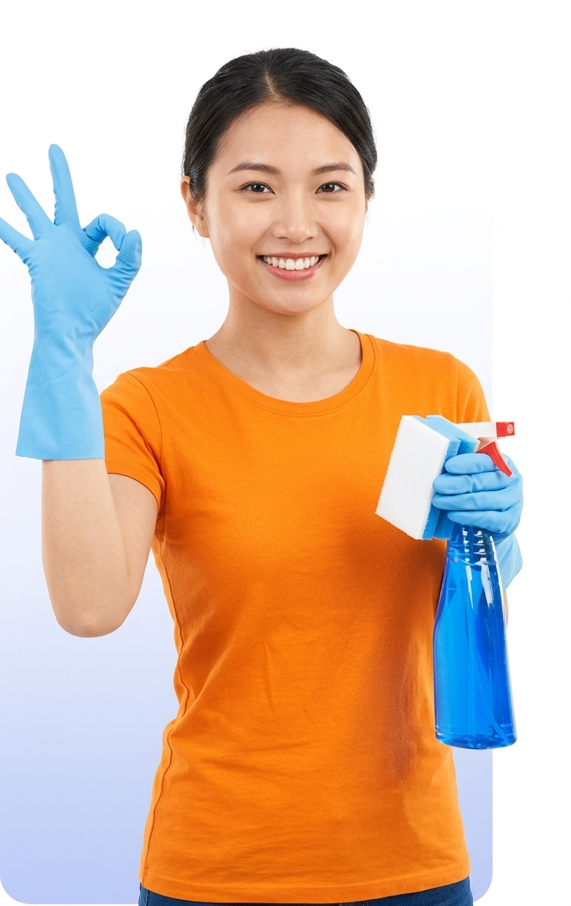 Cleaner smiling